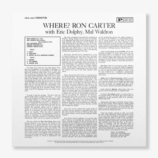 Ron Carter with Eric Dolphy & Mal Waldron - <em>Where?</em> [Stereo] (Craft Recordings Original Jazz Classics Series Edition) - Image 3