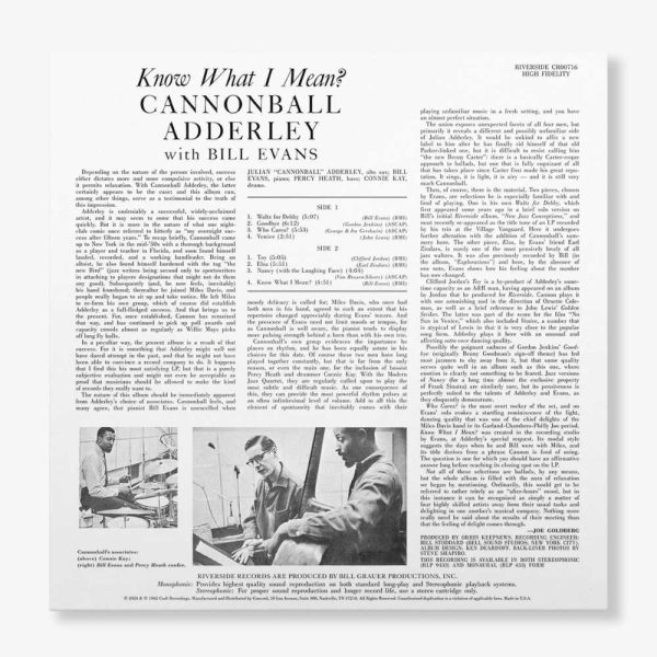 Cannonball Adderley with Bill Evans - <em>Know What I Mean?</em> [Stereo] (Craft Recordings Original Jazz Classics Series Edition) - Image 3