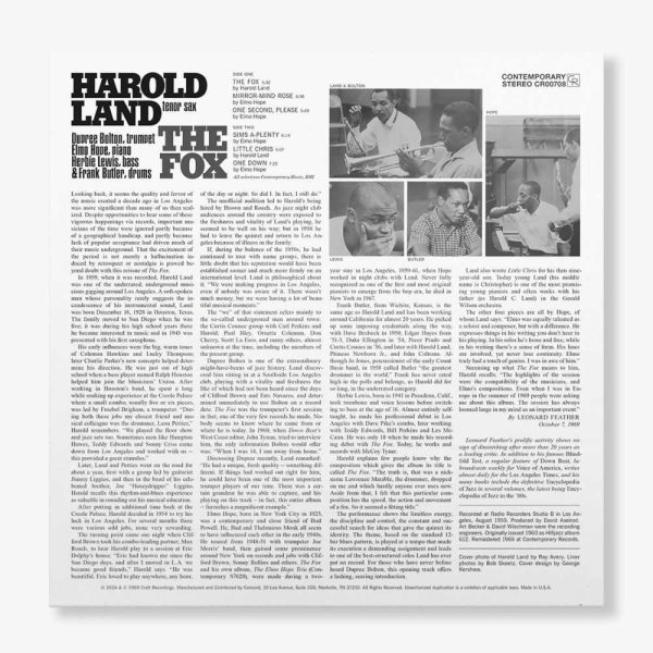 Harold Land - <em>The Fox</em> [Stereo] (Craft Recordings Contemporary Acoustic Sounds Series Edition) - Image 3