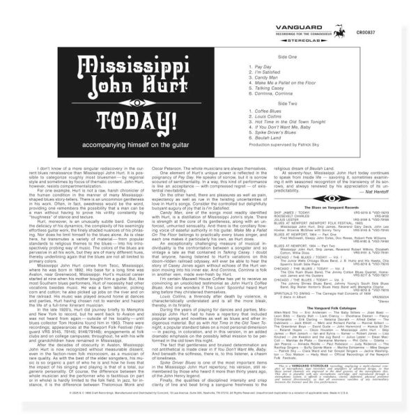 Mississippi John Hurt - <em>Today!</em> [Stereo] (Craft Recordings Bluesville Acoustic Sounds Series Edition) - Image 3